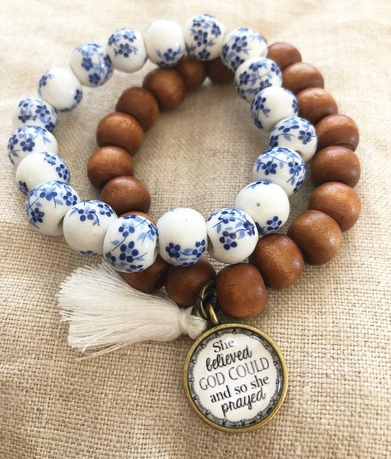 She Believed God Could So She Prayed Bracelet Stack - Redeemed Jewelry