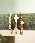 Ivory Cross White Heart Gold Bracelet Stack