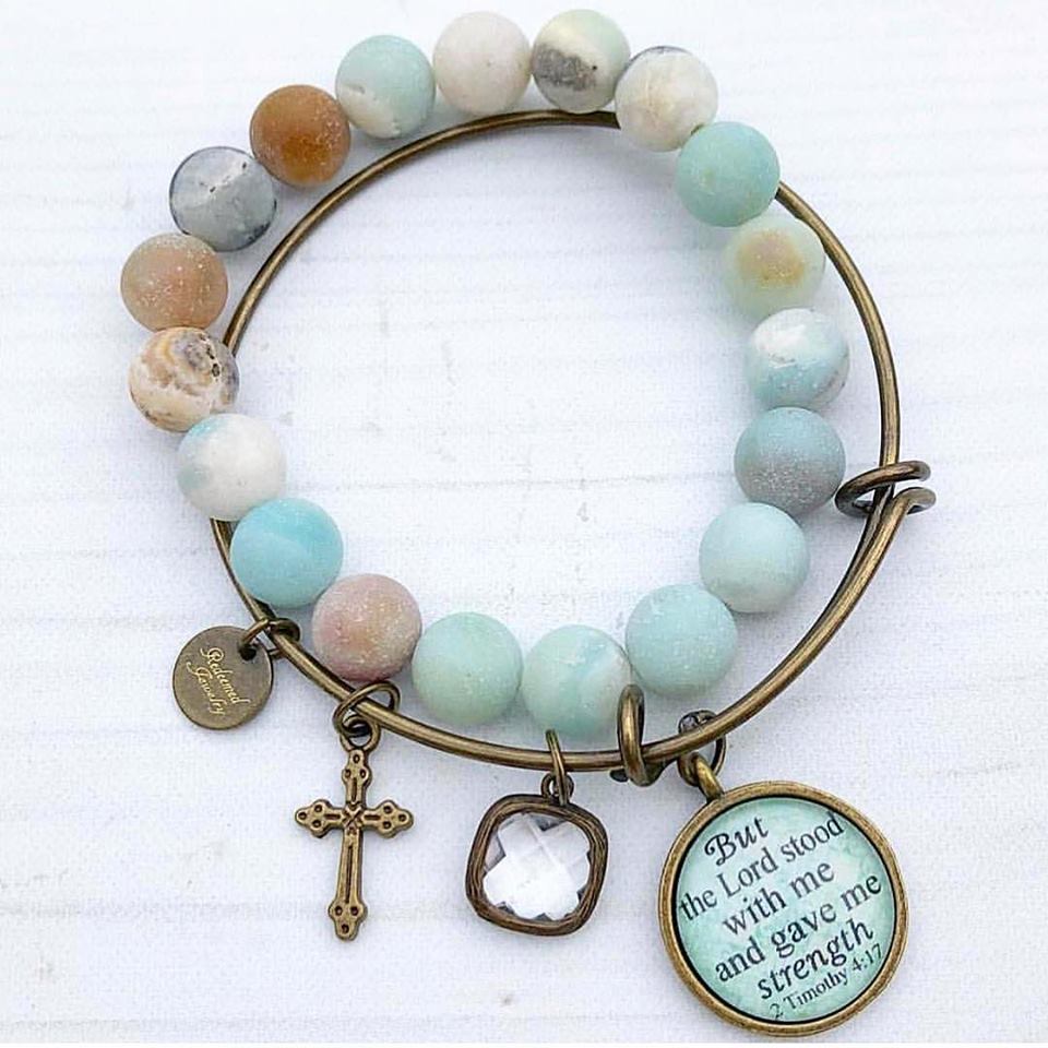 But the Lord stood with me and gave me strength 2 Timothy 4:17 Bangle Set - Redeemed Jewelry