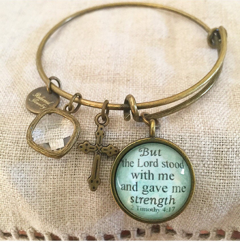 But the Lord stood with me and gave me strength 2 Timothy 4:17 Bangle Set - Redeemed Jewelry