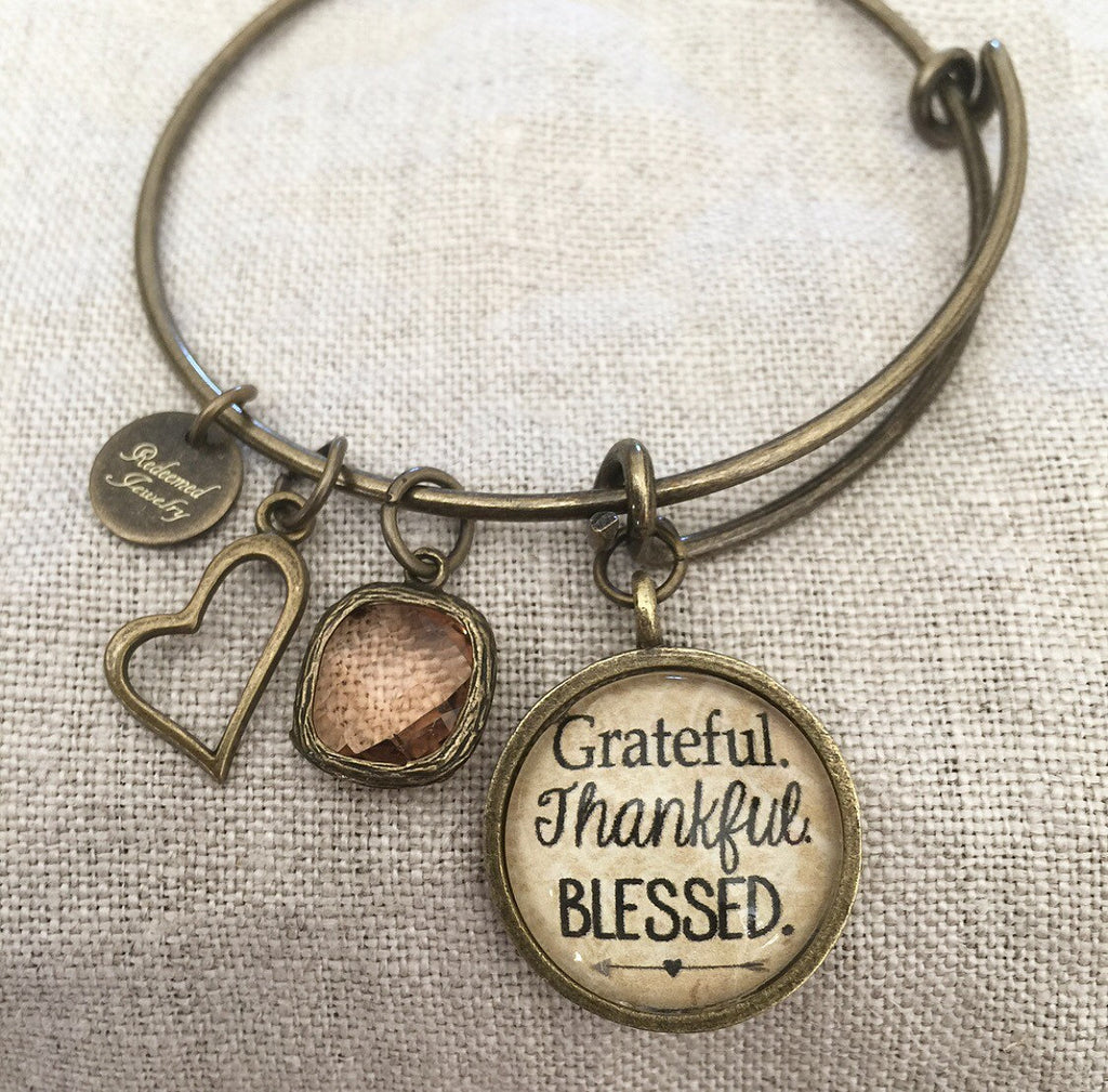Grateful. Thankful. Blessed Bangle Bracelet - Redeemed Jewelry