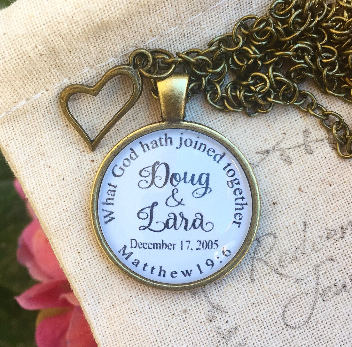 Matthew 19:6 Custom Pendant Necklace for Anniversary or Wedding Gift - Redeemed Jewelry