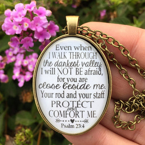 Psalm 23:4 Bible Verse Pendant Necklace - Redeemed Jewelry