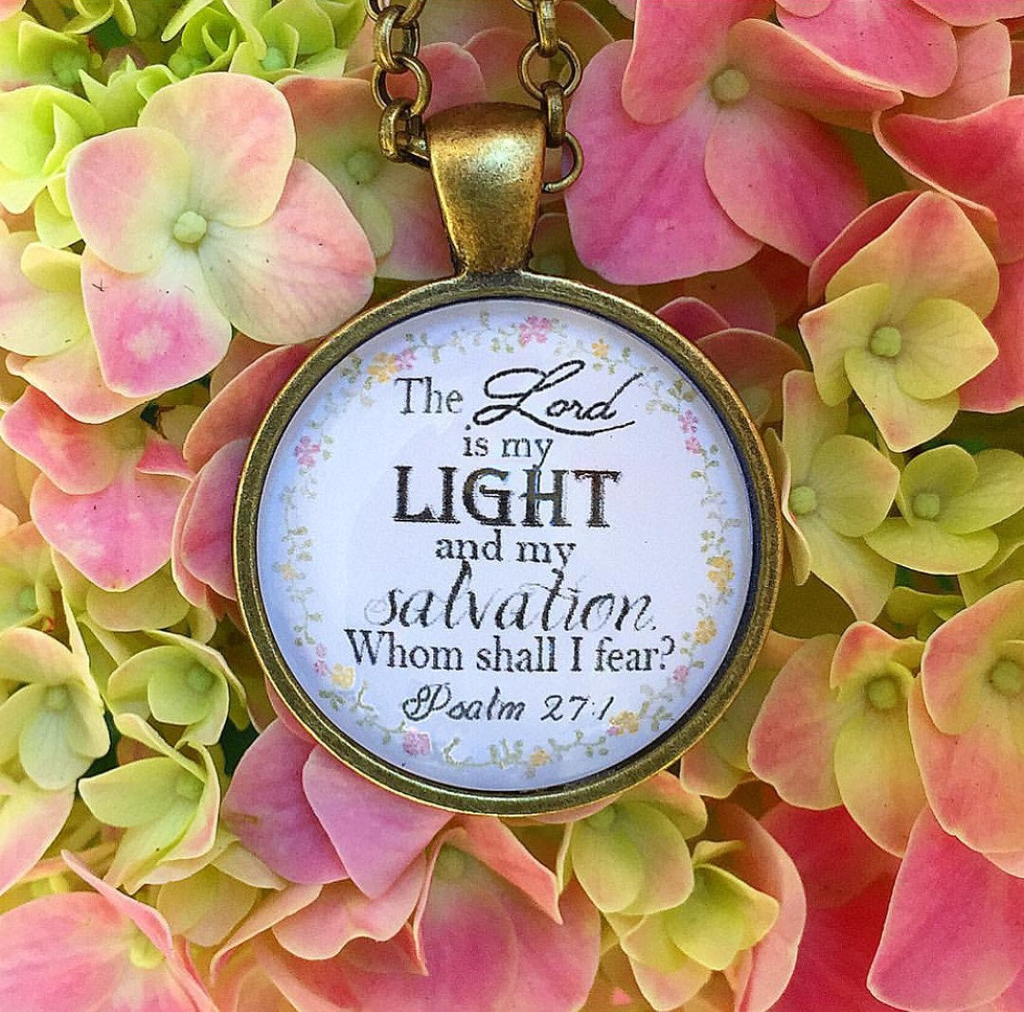 The Lord is my Light and my salvation. Whom shall I fear? Psalm 27:1 Necklace - Redeemed Jewelry