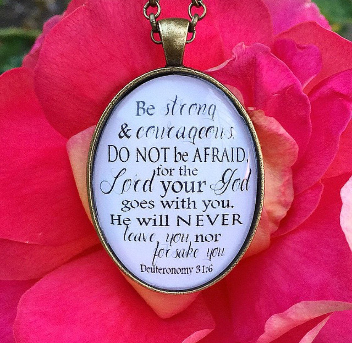 Deuteronomy 31:6 Pendant Necklace - Redeemed Jewelry