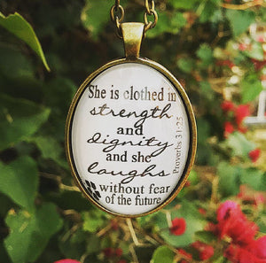 Proverbs 31:25 Pendant Necklace - Redeemed Jewelry