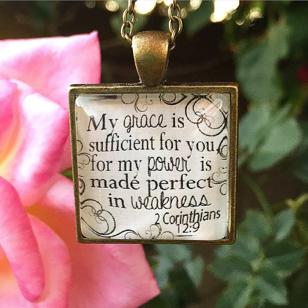 My Grace is Sufficient 2 Corinthians 12:9 Necklace - Redeemed Jewelry