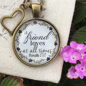 Proverbs 17:17 Friend Loves at All Times Pendant Necklace - Redeemed Jewelry