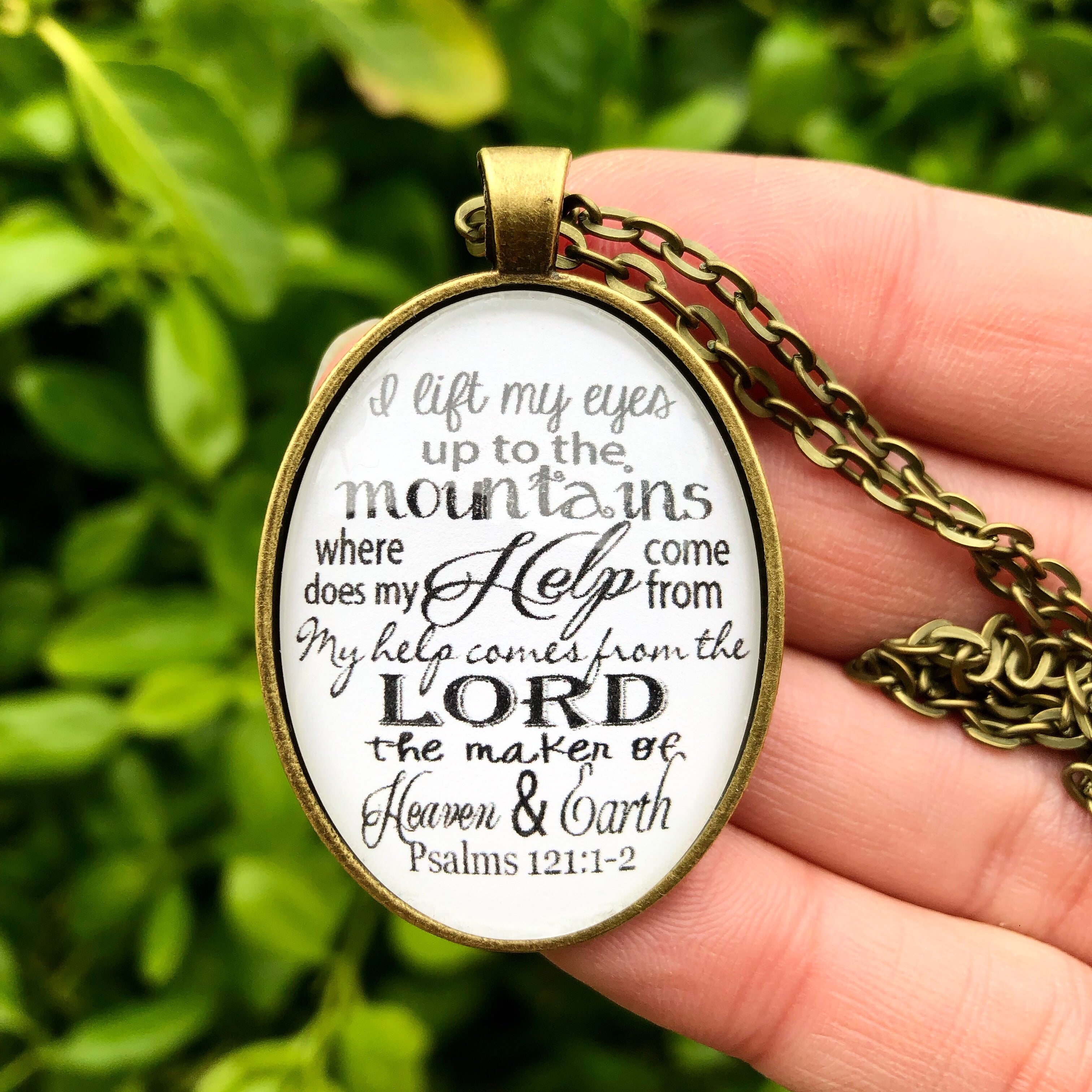 Psalm 121:1-2 Bible Verse Pendant Necklace